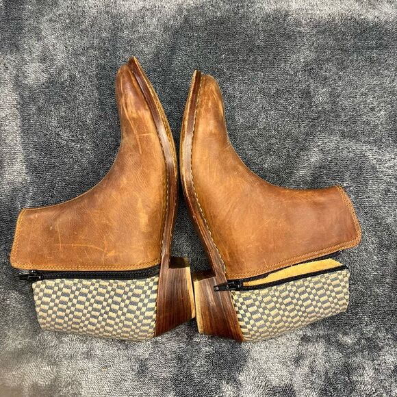 The Root Collective Espe Women’s Handmade Ankle Boots Chestnut Leather Size 11 - Picture 6 of 10